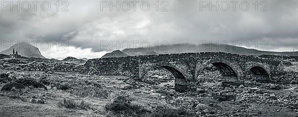 Sligachan Old Bridge in Black and White