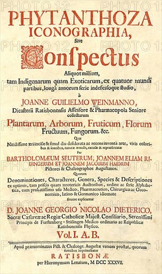 Title page of the botanical work Phytanthoza iconographia