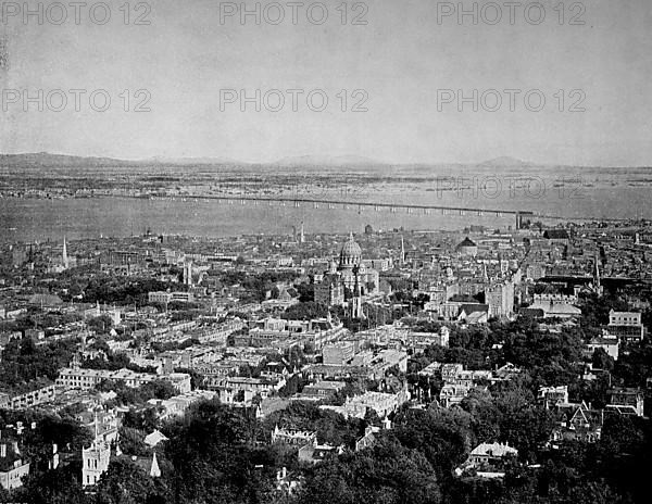 View from Mount Real of Montreal City and the Saint Lawrence River