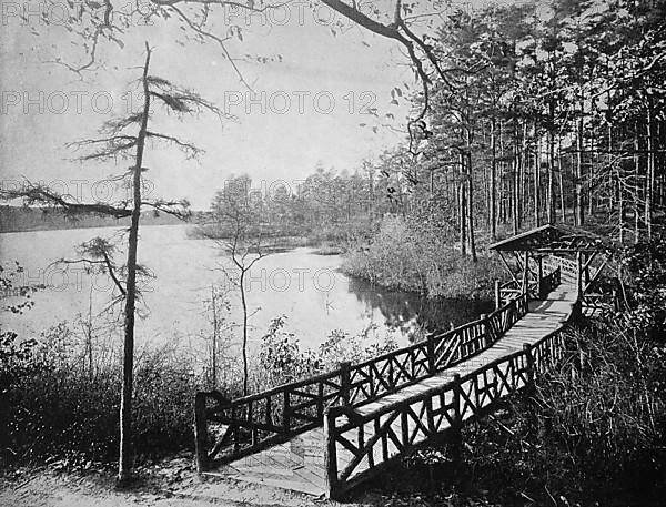 A wooden bridge in Lakewood on Lake Erie
