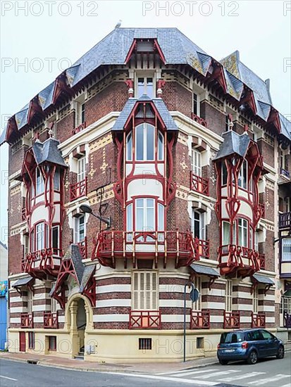 Wilhelminian and Art Nouveau villas in the Mersois neighbourhood on the Mers-les-Bains promenade