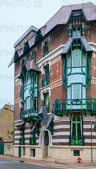 Wilhelminian and Art Nouveau villas in the Mersois neighbourhood on the Mers-les-Bains promenade