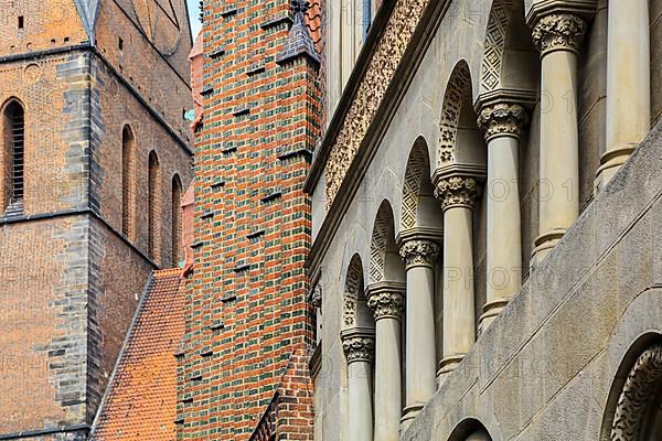 Evangelical Lutheran Market Church St. Georgii et Jacobi and Old Town Hall in the style of North German Brick Gothic