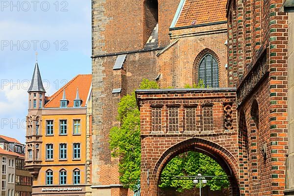 Evangelical Lutheran Market Church St. Georgii et Jacobi and Old Town Hall in the style of North German Brick Gothic