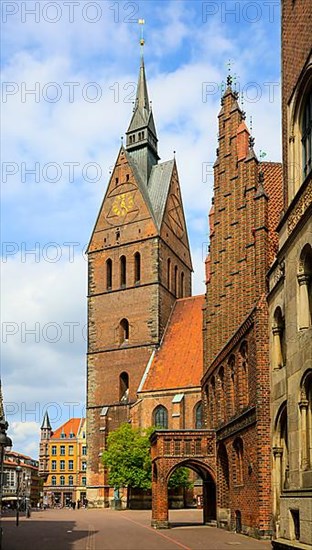 Evangelical Lutheran Market Church St. Georgii et Jacobi and Old Town Hall in the style of North German Brick Gothic