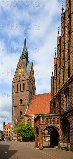 Evangelical Lutheran Market Church St. Georgii et Jacobi and Old Town Hall in the style of North German Brick Gothic