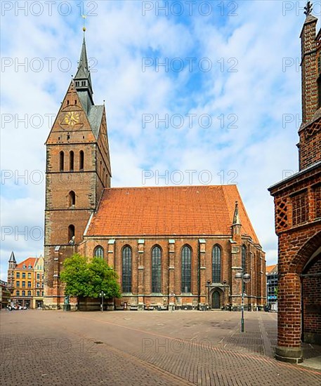 Evangelical Lutheran Market Church St. Georgii et Jacobi and Old Town Hall in the style of North German Brick Gothic