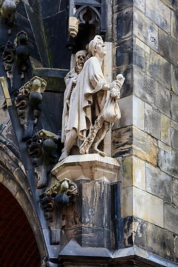 Main portal of the Protestant-Lutheran Market Church of St. Georgii et Jacobi in Gothic style