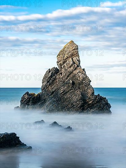 Rocks on Sango Sands Beach Bay Durness in long exposure
