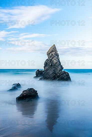 Rocks on Sango Sands Beach Bay Durness in long exposure