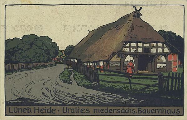 Old Lower Saxon farmhouse in the Lueneburg Heath