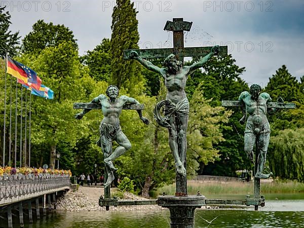 Swedish cross from 1577 on the Mainau shore next to the bridge to Mainau Island