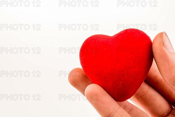 Heart shape object in hand on a white background