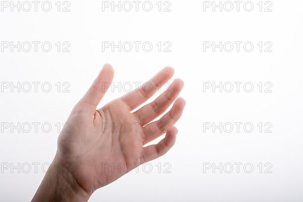 Hand holding on a white background