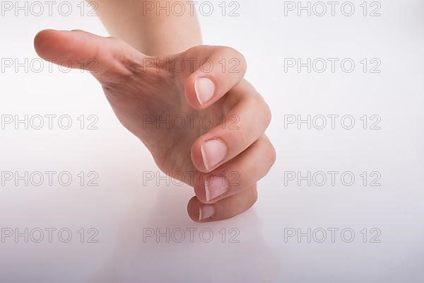 Hand holding on a white background