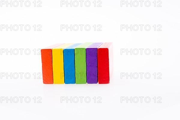 Multi color domino on white background