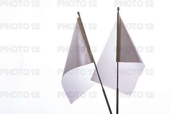 Two white flags on a white background in the display