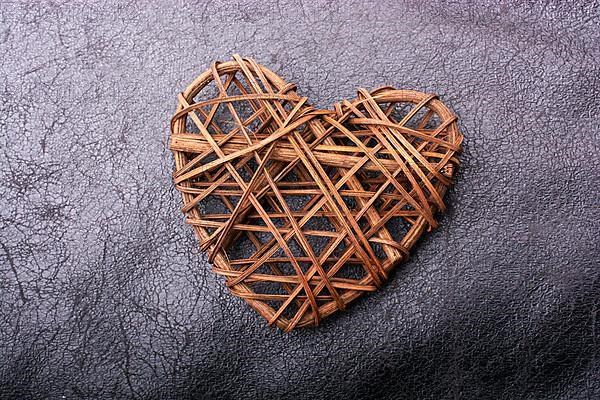 Handmade straw heart or valentines day object in view