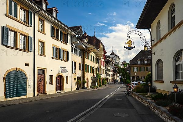 Empty street and row of houses Murten