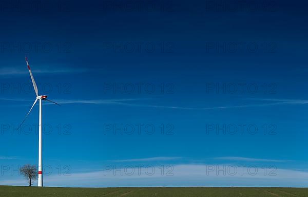 A windmill in the field with copy space