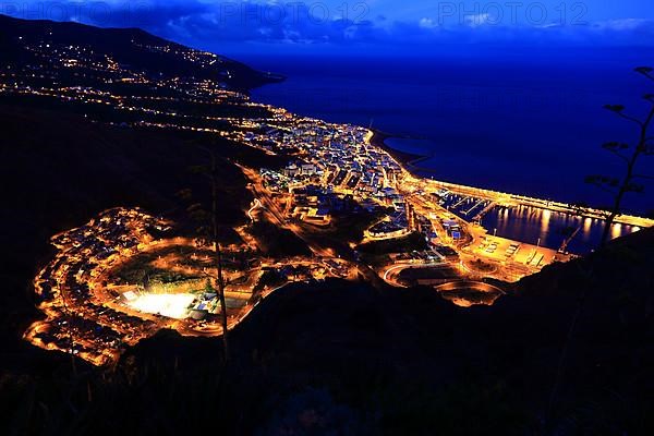 View from the Mirador Glorieta de la Concepcion the city of Santa Cruz de la Palma at night