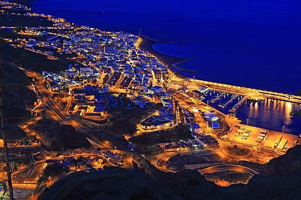 View from the Mirador Glorieta de la Concepcion the city of Santa Cruz de la Palma at night