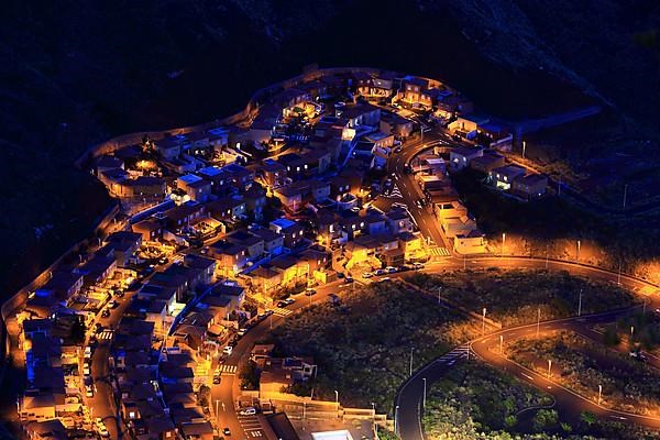 View from the Mirador Glorieta de la Concepcion the city of Santa Cruz de la Palma at night