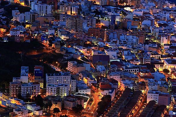 View from the Mirador Glorieta de la Concepcion the city of Santa Cruz de la Palma at night