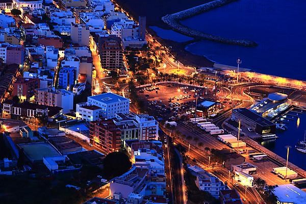 View from the Mirador Glorieta de la Concepcion of the city of Santa Cruz de la Palma at night