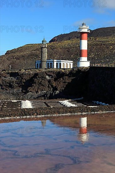 Crystal pools of the salt works in Fuencaliente at the Punta de Fuencaliente