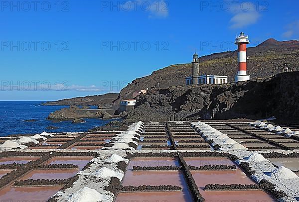 Crystal pools of the salt works in Fuencaliente at the Punta de Fuencaliente