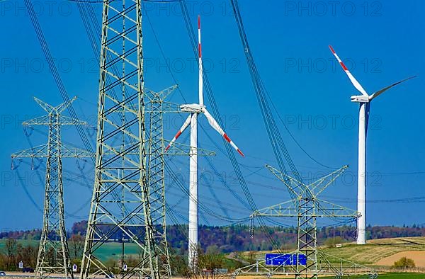 Wind turbines and high-voltage power lines