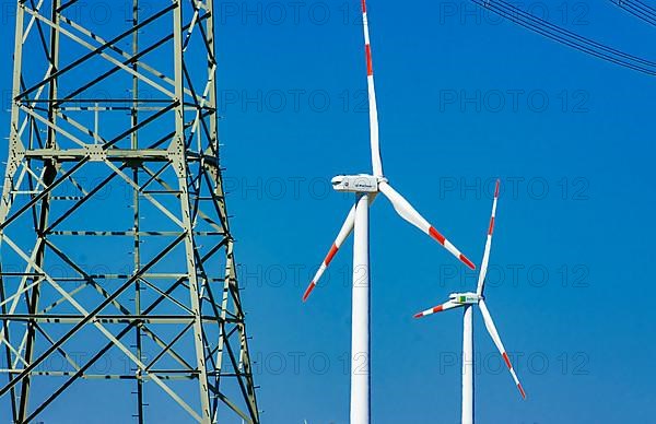 Wind turbines and high-voltage power line