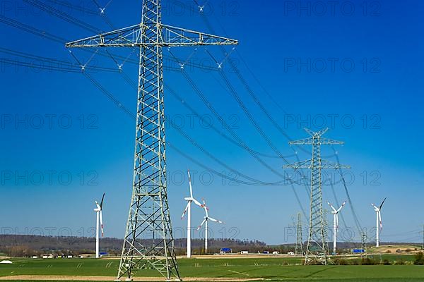 Wind turbines and high-voltage power line