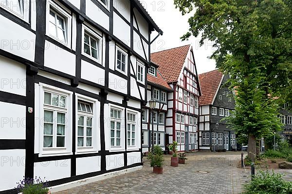 Ring-shaped development with historic half-timbered houses