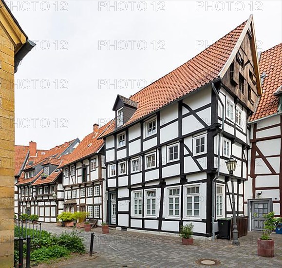 Ring-shaped development with historic half-timbered houses