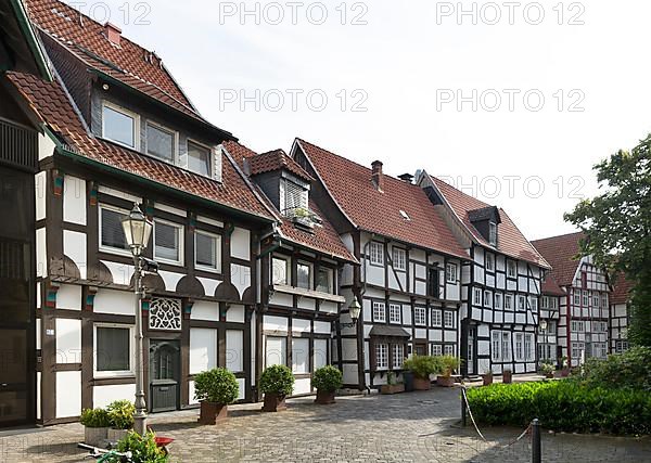 Ring-shaped development with historic half-timbered houses