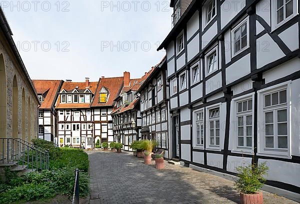 Ring-shaped development with historic half-timbered houses