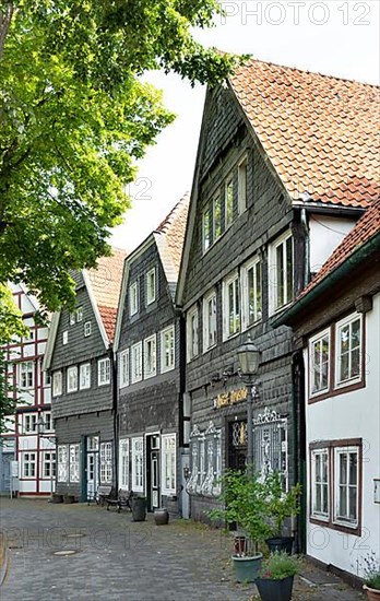 Ring-shaped development with historic half-timbered houses