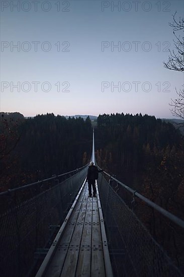 Geierlay suspension rope bridge in winter