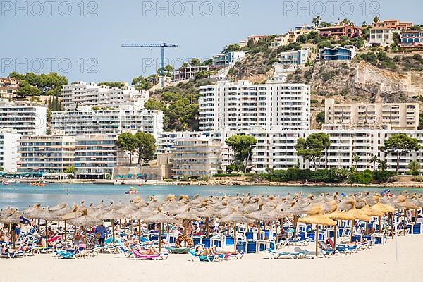 Playa de Santa Ponca beach, high-rise buildings at the back