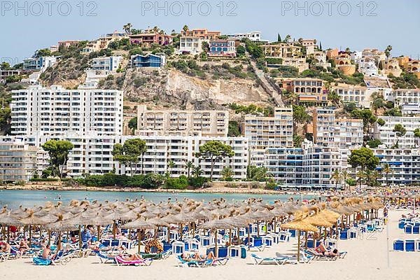 Playa de Santa Ponca beach, high-rise buildings at the back