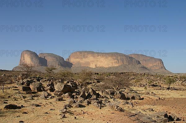 Mighty mountains of sandstone lie in the area between the Hand of Fatima and Hombori Tondo, Mali