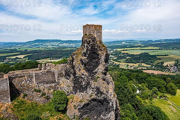 Aerial of Trosky castle, Bohemian paradise