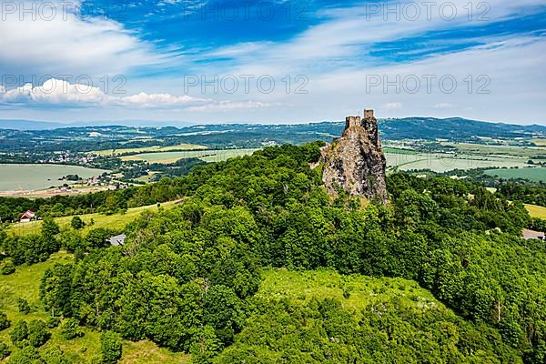 Aerial of Trosky castle, Bohemian paradise