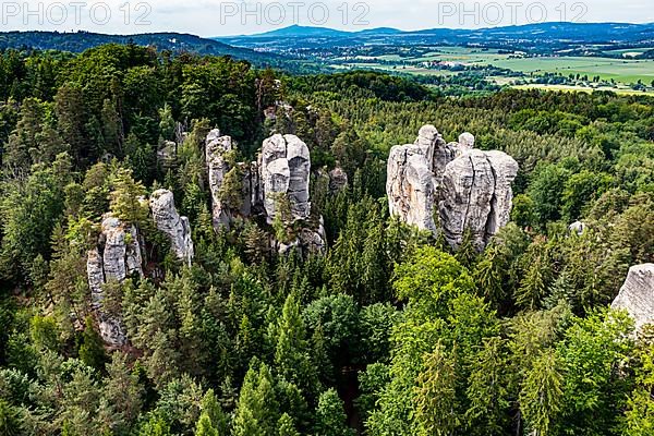 Aerial of Rock town Hruba Skala, Bohemian paradise