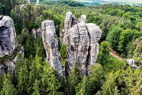 Aerial of Rock town Hruba Skala, Bohemian paradise