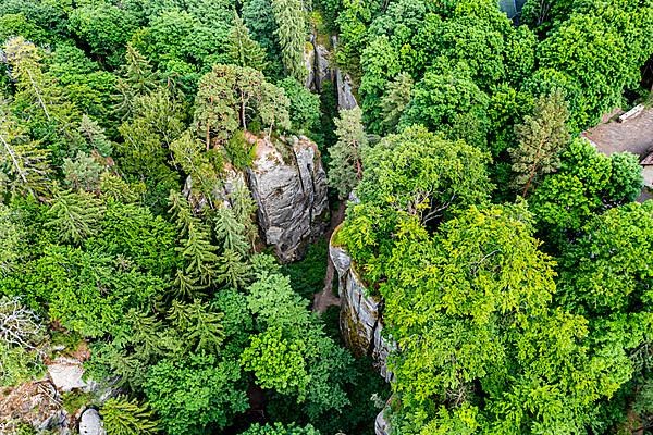 Aerial of Rock town Hruba Skala, Bohemian paradise