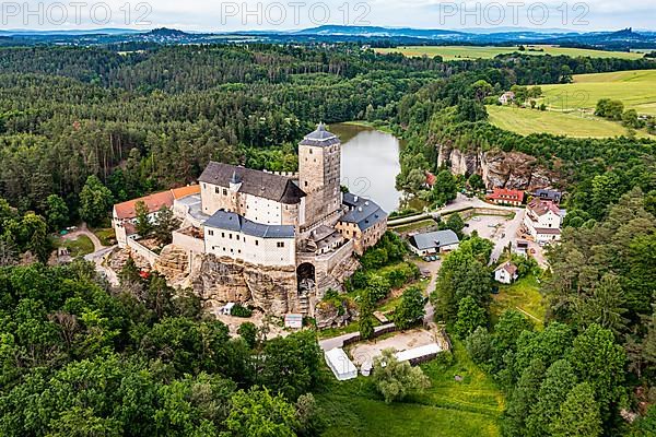 Aerial of Kost castle, Bohemian paradise