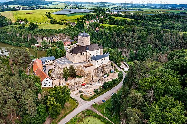 Aerial of Kost castle, Bohemian paradise